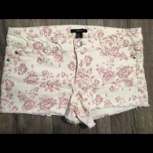 Floral White and Pink Shorts